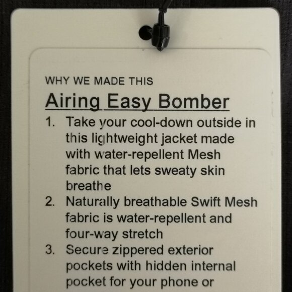 NWT LULULEMON GGRE Graphite Dark Grey Airing Easy Bomber Jacket Men's Small - Picture 12 of 12